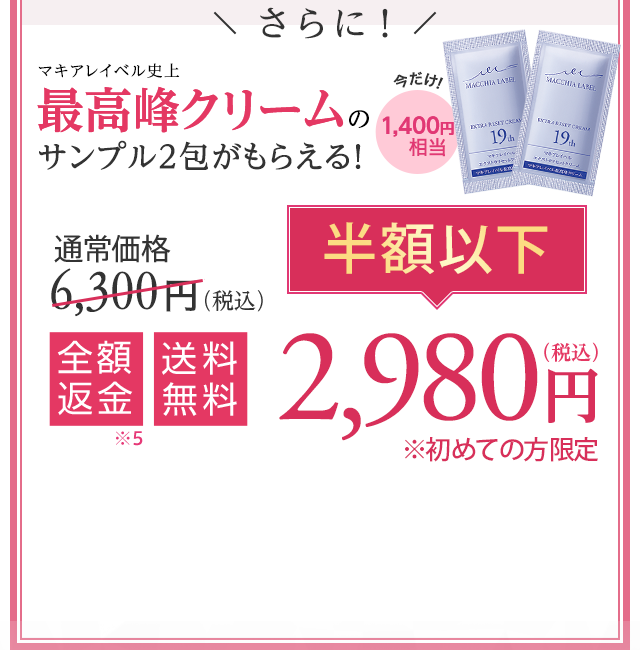 通常価格6,300円(税込)全額返金※5 送料無料 半額以下 2,980円(税込)